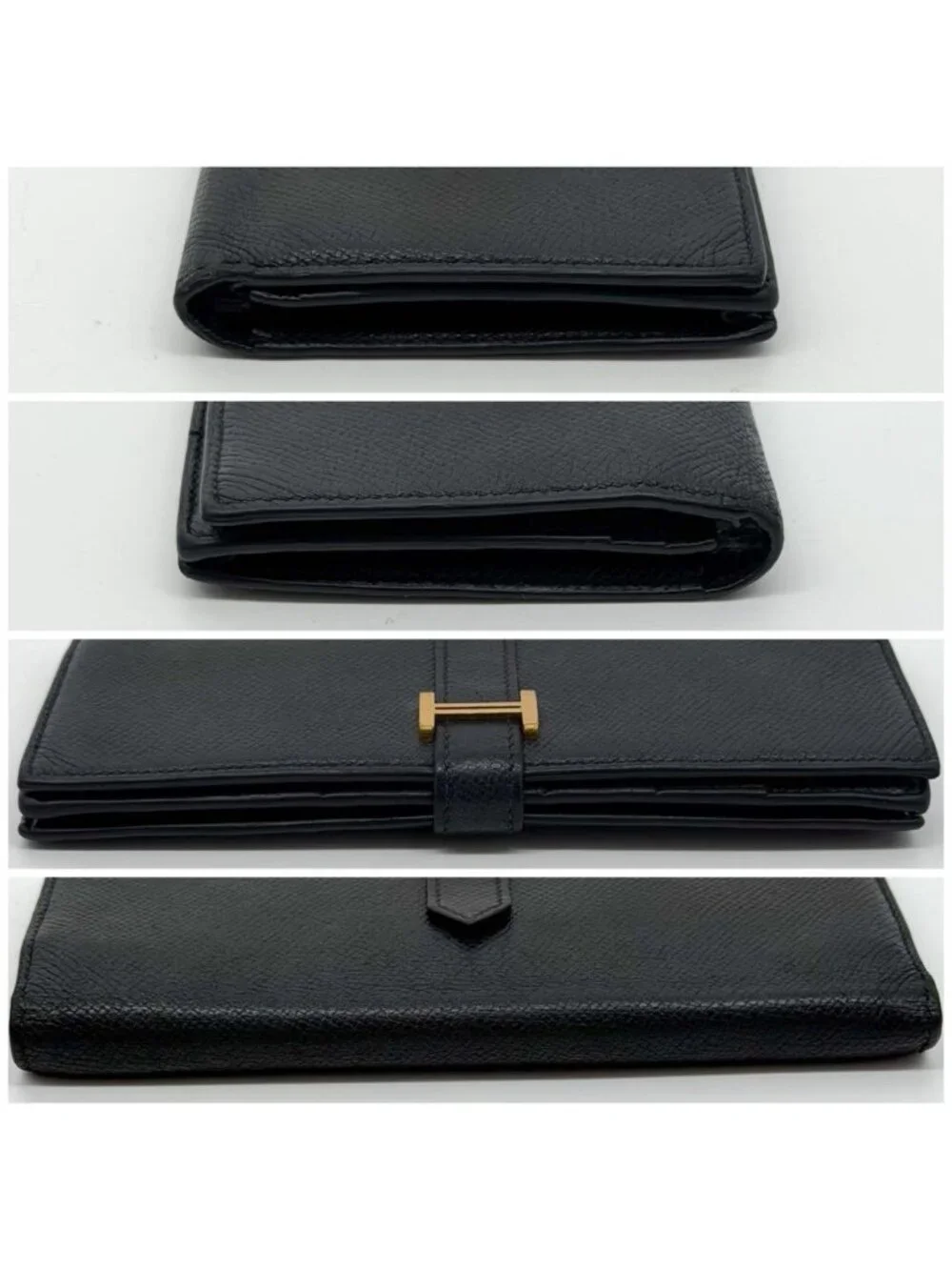 Hermes Bearn Souffle Veau Epsom Black Bifold Wallet